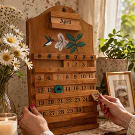 跨境新品Festive Wooden Calendar节日木质日历墙壁装饰