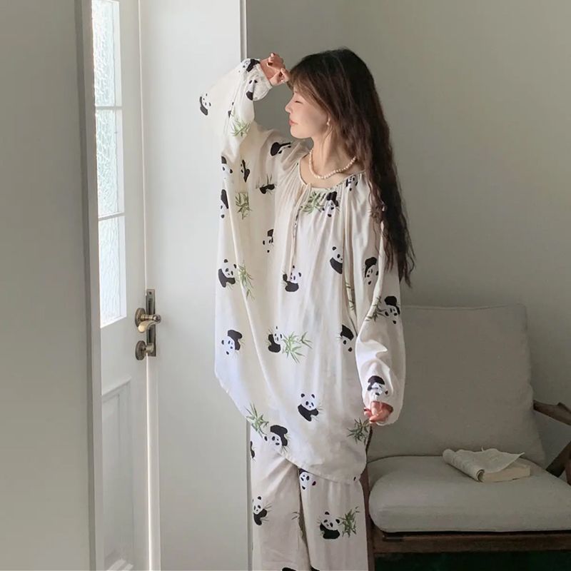 2025 高品質コットンシルクプルオーバーパジャマレディースパジャマ怠惰なスタイル空調服ホーム服女性の防蚊と日焼け止め|undefined