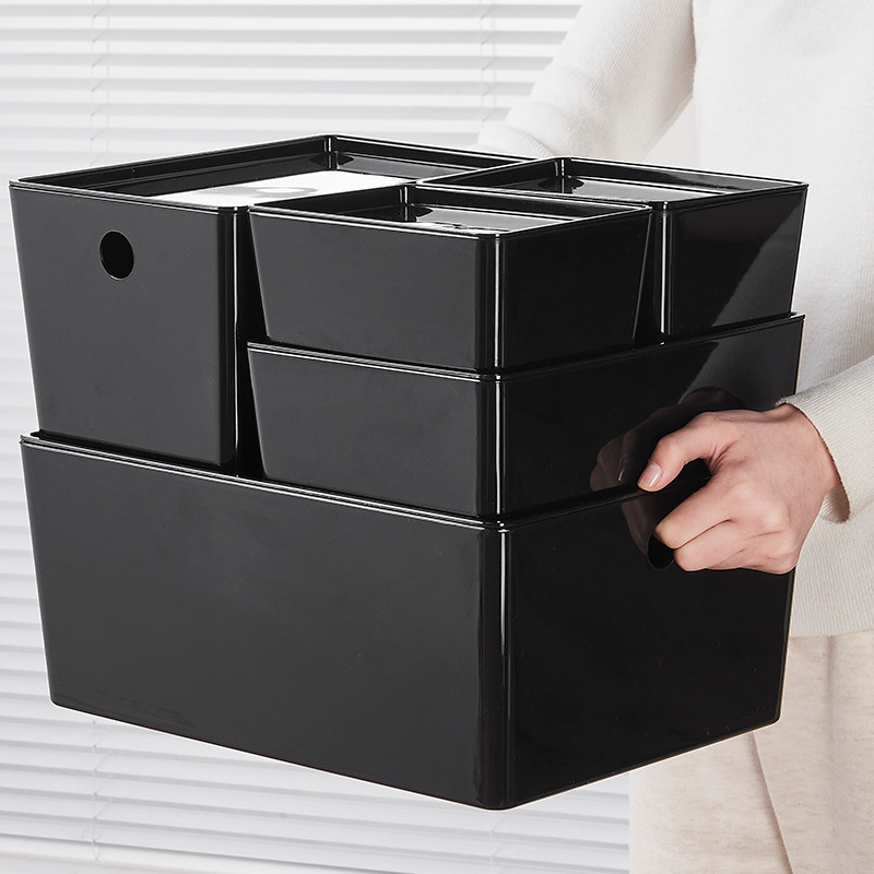 Storage Box Desktop Household Kitchen Cabinet Sundry Storage Basket Cosmetic Snack Box Plastic Tidy Box with Lid