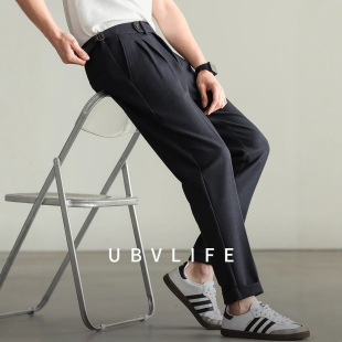 [Four-sided bullet] Non-ironing Double Pleat Casual Pants Men's 2025 Spring Commuting Solid Color Straight New Pants