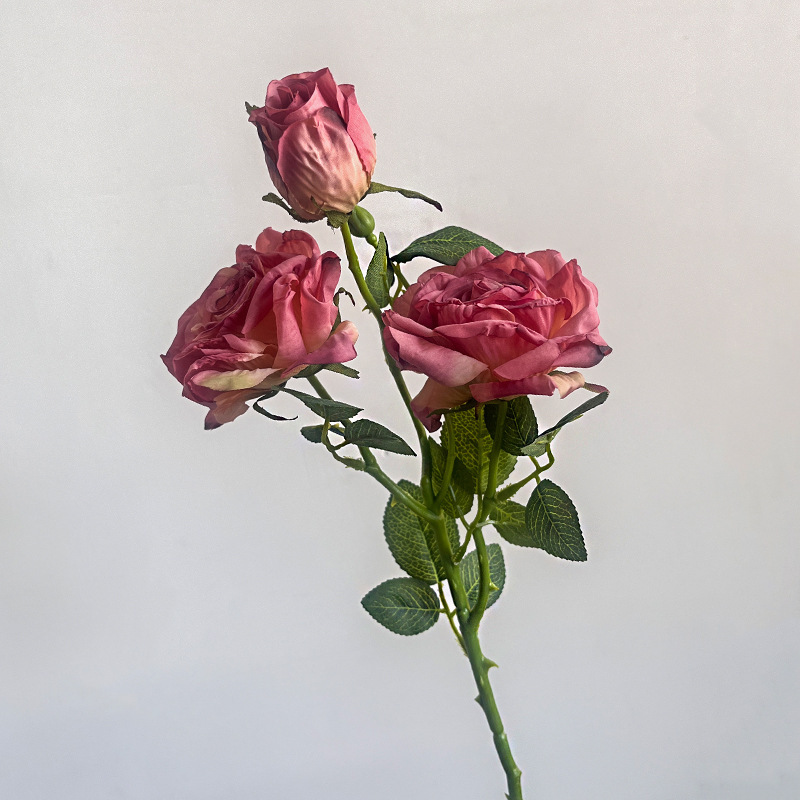 仿真花焦边假花玫瑰复古高档摆件家居客厅餐桌花束干花摆设油画|undefined