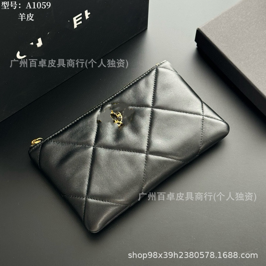 D-Style Large Diamond Quilted Women's Clutch Bag, Lambskin Evening Bag, Genuine Leather Zipper Phone Bag, Envelope Bag