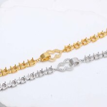 S925纯银圆形女款手链空托时尚新款可镶嵌玉石绿松蜜蜡厂家直销