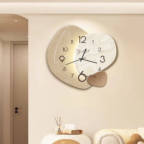 Warm-Hearted Time Wall Clock for Living Room—Light Luxury, Fashionable, Simple, Modern Decorative Quartz Clock for Wall Hanging, Internet-Famous for Restaurants