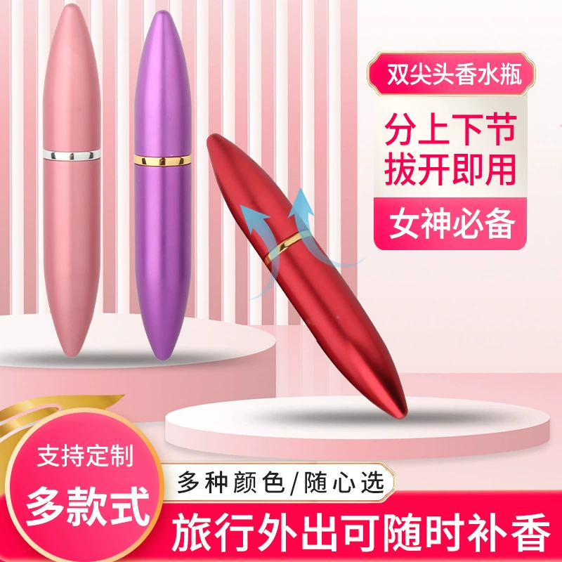 Флакон для духов с двойным носиком, 5 мл, алюминиевый, с распылителем, с возможностью заправки, со стеклянной вставкой, для косметики, в наличии от производителя