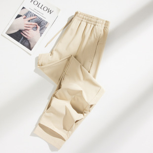 Thin Jogger Pants Cropped Summer Pants Ice Silk Men's Sports Summer Casual Pants Trendy Breathable Pants Men's Hong Kong Style