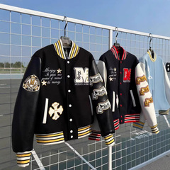 欧米の野球服のアメリカのスウェットの毛は皮を合わせて刺繍します。