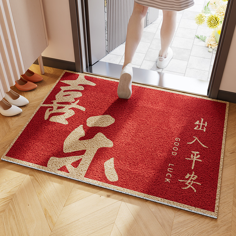 Silk loop doormat, new Chinese style, durable and stain-resistant, can be cut to size, non-slip, for entryway, dirt-trapping, and foot mat, available for drop shipping
