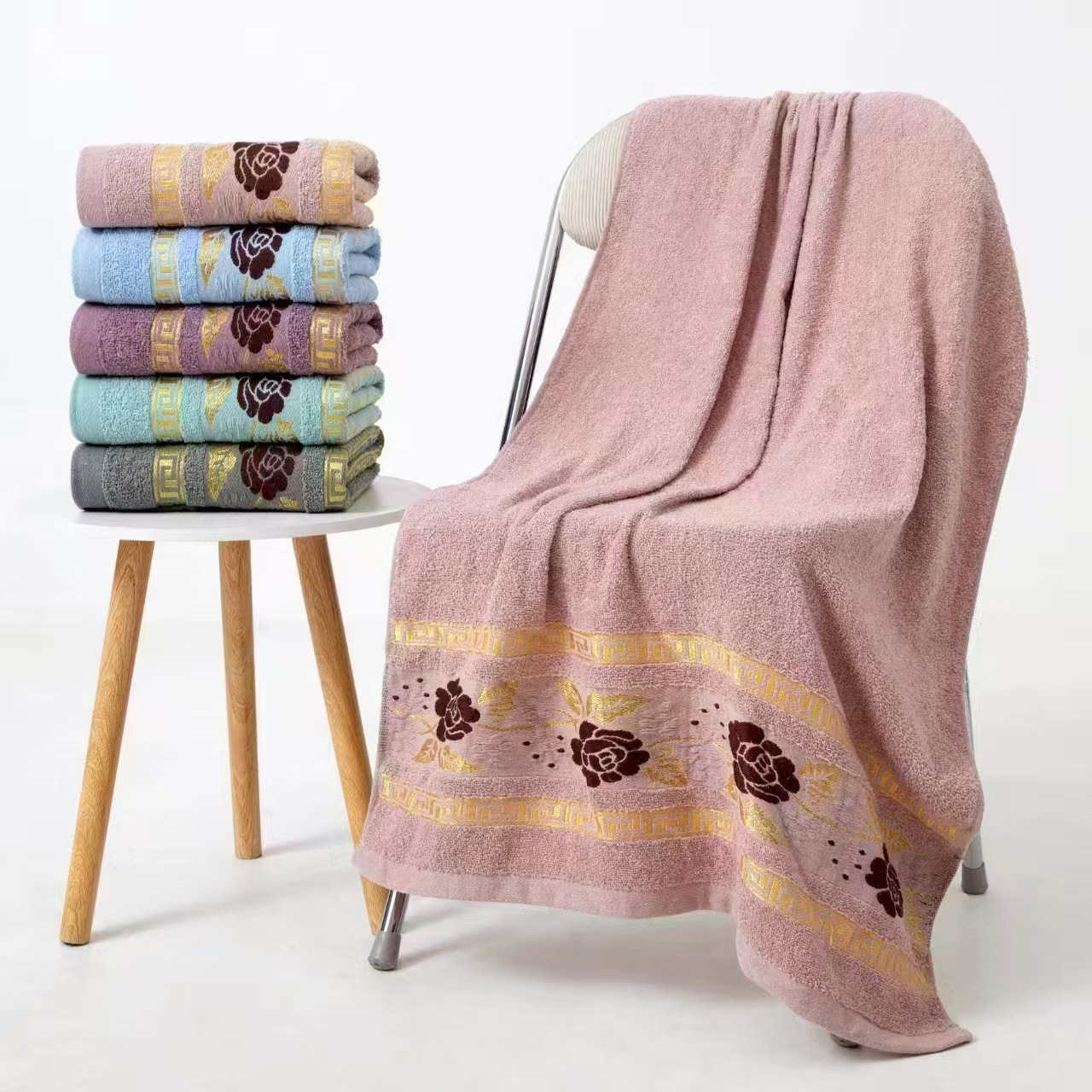 Pure Cotton Bath Towel Super Absorbent Soft Thick Jacquard Hotel_voghion.com