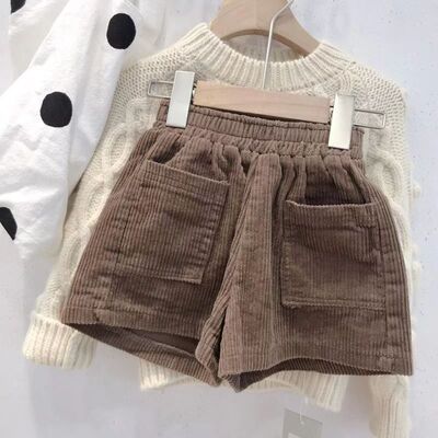 Add poil children girl corduroy shorts 2021 new pattern Easy Plush thickening Corduroy shorts Casual pants