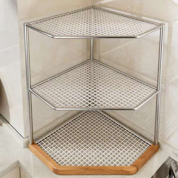 Kitchen Storage Rack Corner Multi-Layer Organizer Rack for Pots and Utensils, Food Preparation Storage Rack, Ingredient Rack
