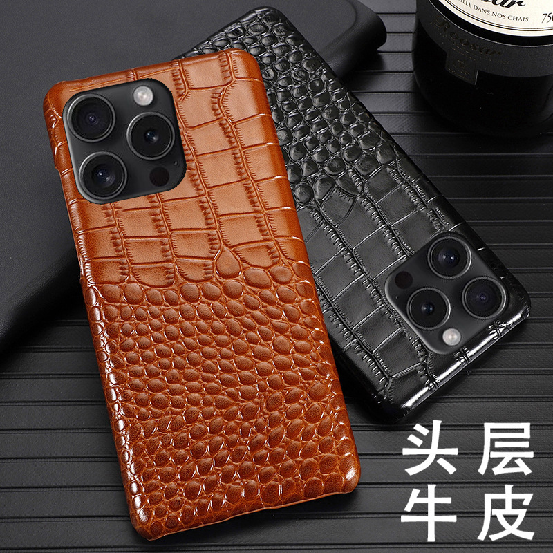 Suitable for Apple 12 mobile phone shell 12Mini cowhide crocodile pattern half pack iphone12ProMax leather protective cover