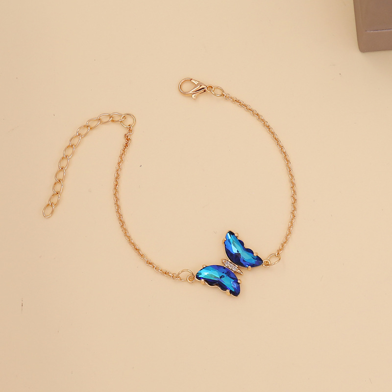 fashion simple multicolor gradient butterfly necklace