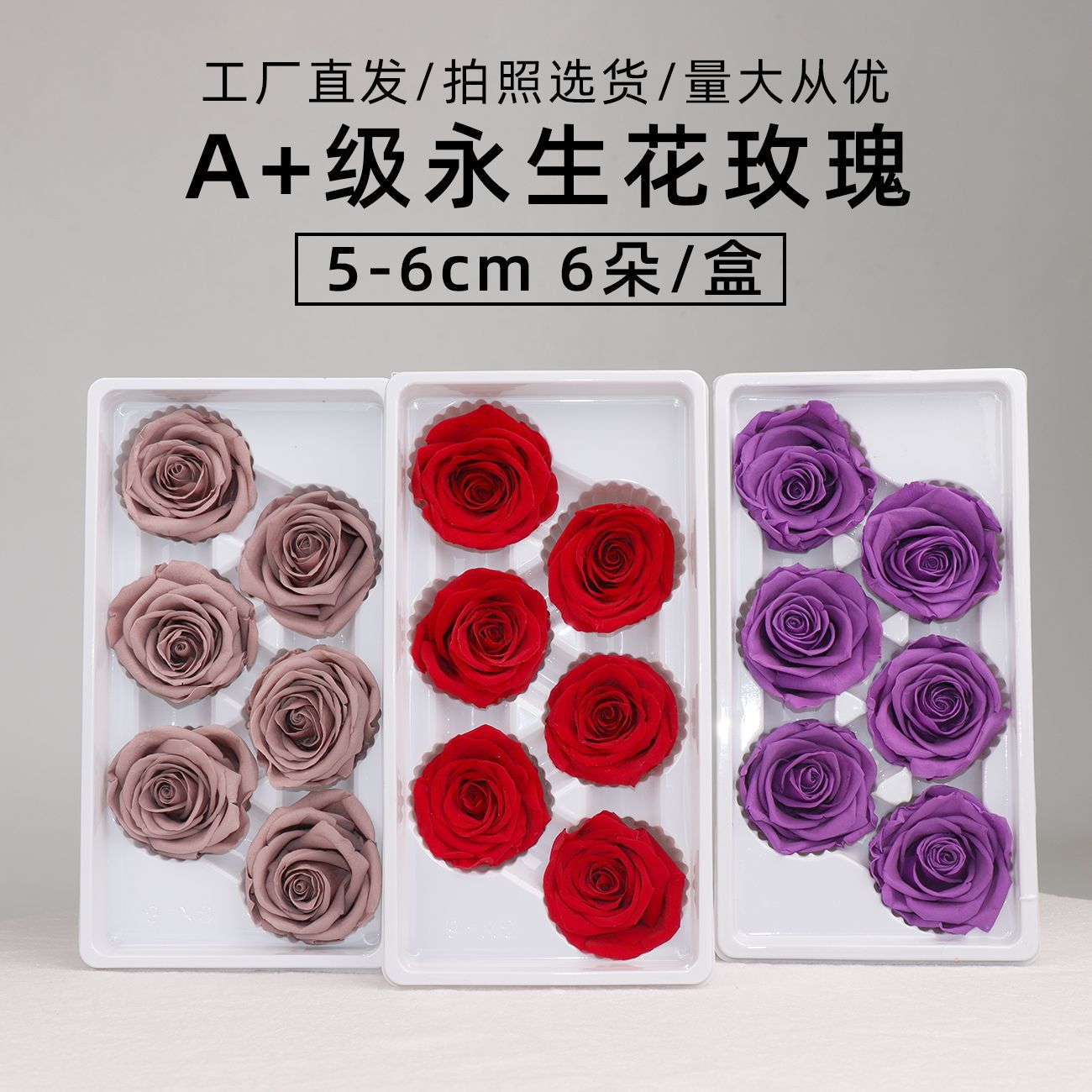 Grado una flor eterna Rosa flor preservada Rosa flor seca 5-6cm exportación calidad Yunnan fábrica al por mayor