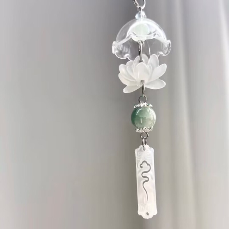 Healing Literary and Artistic Fresh Mobile Phone Lanyard Transparent Jellyfish Beaded Design Healing Mobile Phone Chain Anti-Lost Rope Bestie Style
