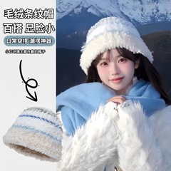 秋冬季毛绒绒加厚女防寒毛线帽保暖护耳显脸小大头围套头针织帽子