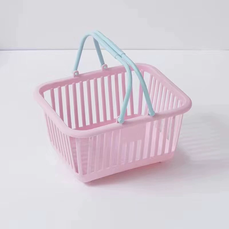 Cute Plastic Table Storage Basket, Handheld Cartoon Design, Small Desktop Organizer