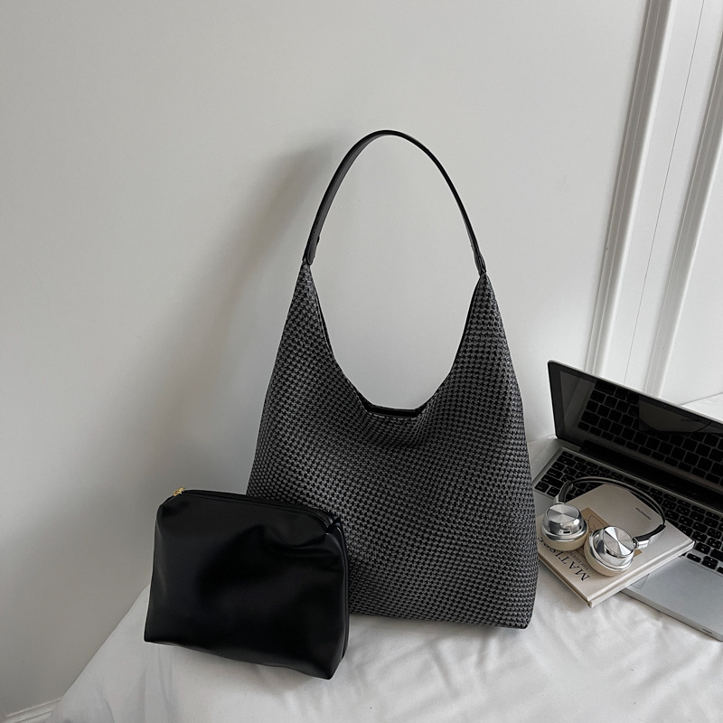 Bolso de comercio exterior de nicho de mujer retro tejido estriado bolso de mujer 2025 nuevo bolso de mano ocio de hombro bolso