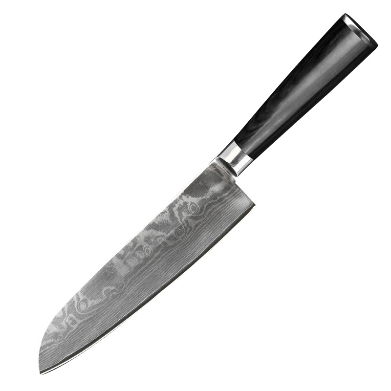 Cuchillo de chef de acero de Damasco de 8 pulgadas, cuchillo de cocina con mango de acero inoxidable, cuchillo para cortar carne, envío transfronterizo para uso doméstico image 6