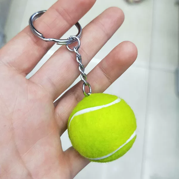 Cross-Border Creative Tennis Pendant Keychain, Simulated 3.5cm Tennis Ball, Luggage Decoration Diy, Cute Sports Style