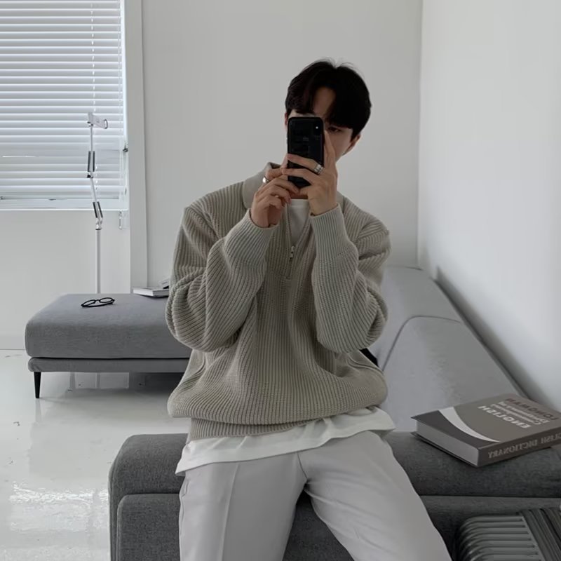 MRCYC primavera y otoño solapa suéter camiseta de manga larga para hombre top casual camisa POLO para hombre camisa de otoño camisa de fondo camiseta