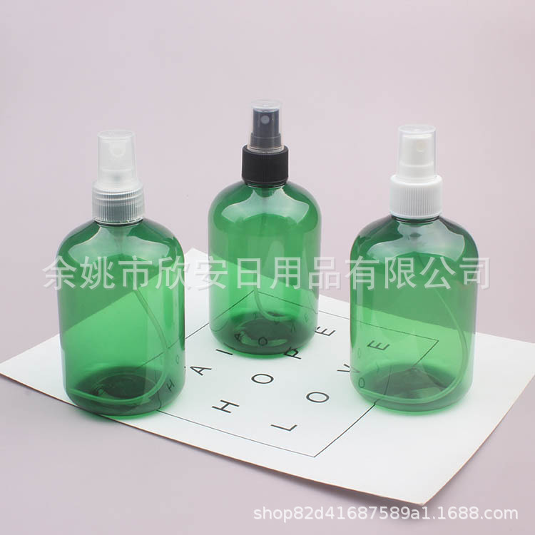 绿色小喷瓶300ml按压矮胖圆形喷瓶酒精喷雾瓶300ML药液喷瓶