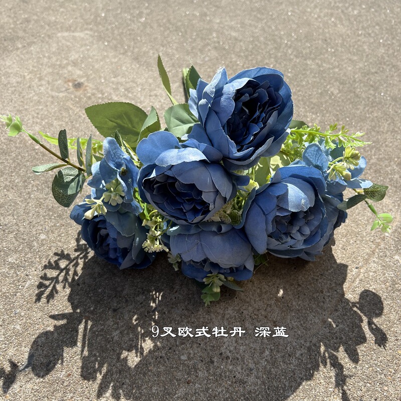 新商品の外国貿易の青いアジサイの青い色はバラの牡丹のアジサイの結婚祝いの柔らかい装飾の偽の花を卸売りします。|undefined