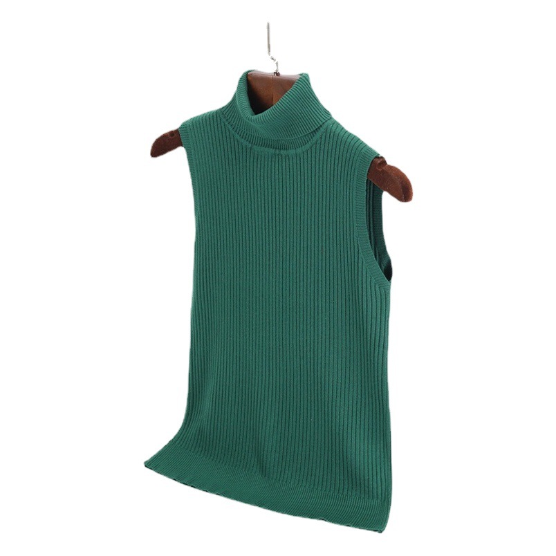 Sleeveless High-Neck Thermal Vest 2020 Small Suit High-Elastic Knitwear Inner Wear Base Layer Top