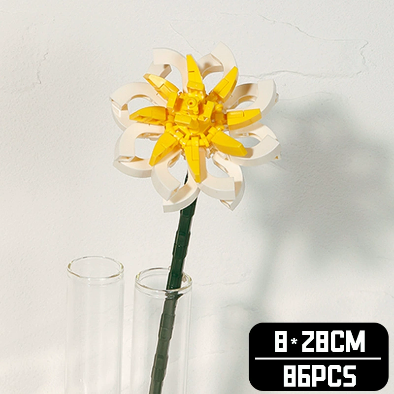 Realistic Table Flower Set, DIY Miniature Bouquet Constructor, Assorted Rose & Sunflower Models, Gift