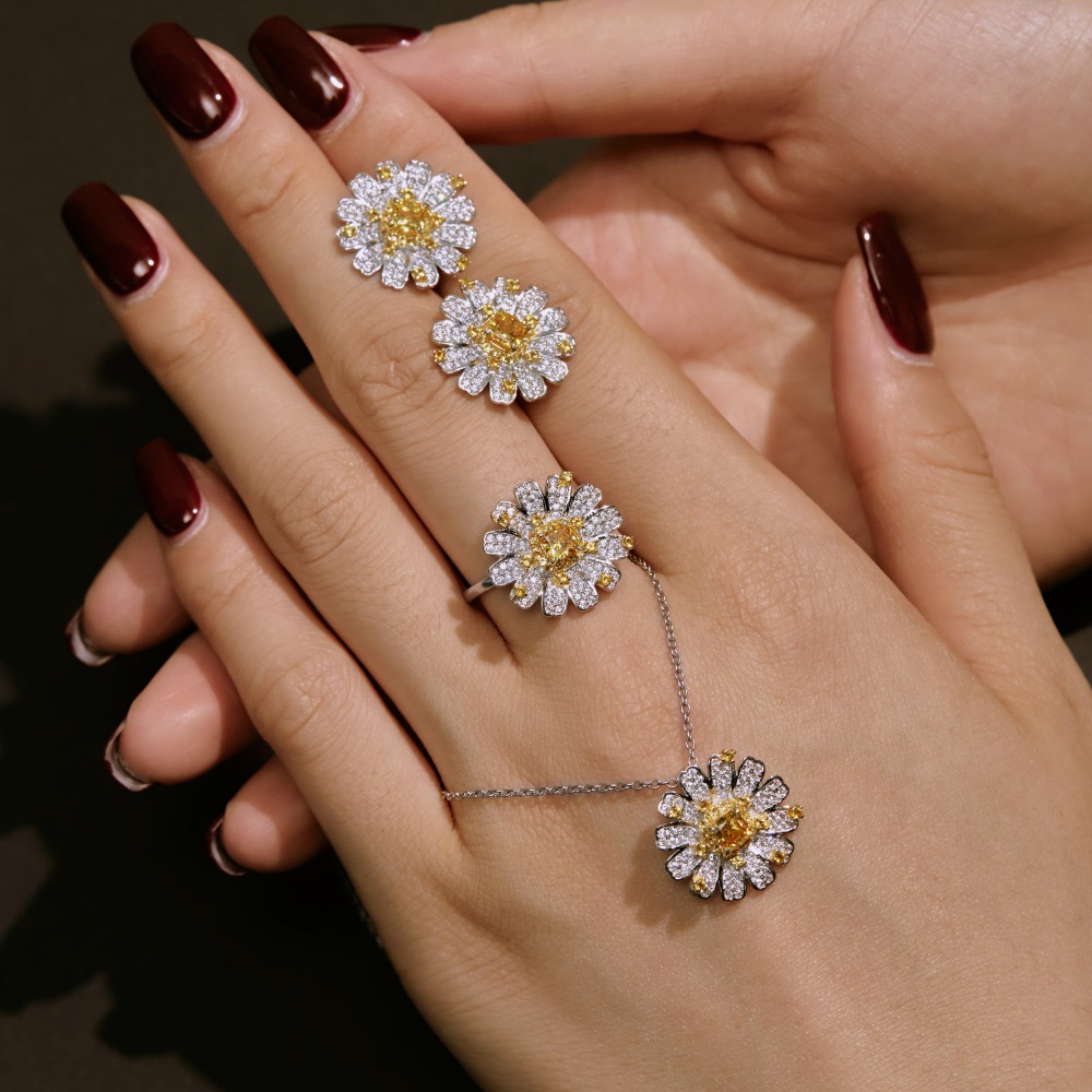 Jewelry Set Classification Simple Style Classic Style Flower Sterling Silver Inlay Zircon Women's Jewelry Set