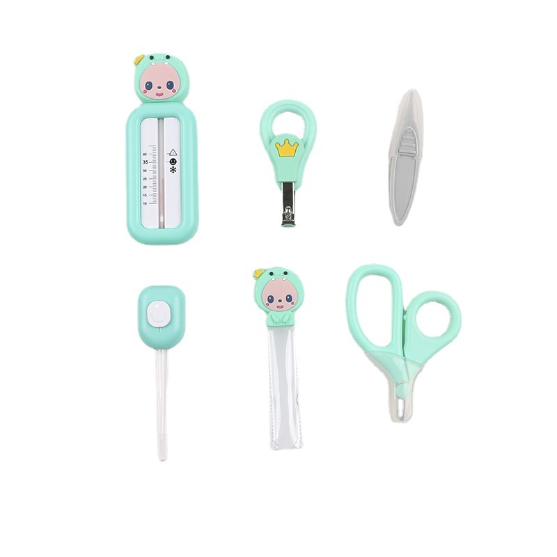 儿童指甲剪刀套装 卡通指甲钳盒装6件套美甲工具便携宝宝发光耳勺