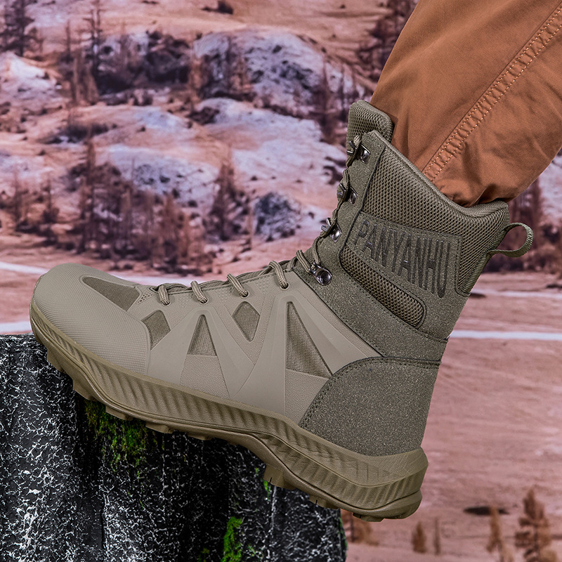 2024 botas militares de caña alta de gran tamaño transfronterizas, zapatos de senderismo para hombres, tipos de trabajo, armas, tácticas, botas de combate, fabricantes de botas de herramientas del desierto