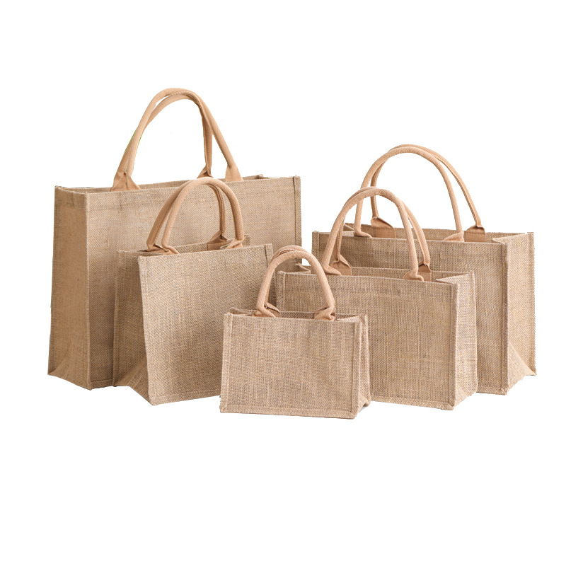 Bolsa de arpillera personalizada protección del medio ambiente bolsa de regalo de compras de lino de yute bolsa de lona de salida de moda logotipo personalizado