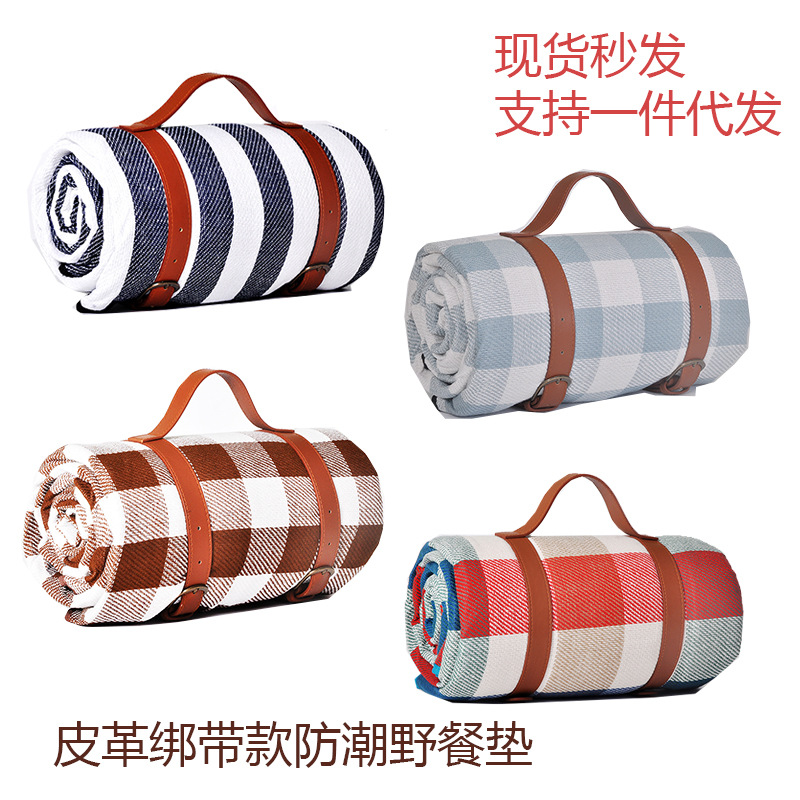 재고 가죽 스트랩 습기 방지 매트 두꺼운 카닉 매트 캠핑 텐트 매트 비치 매트 캠핑 하이킹 용품