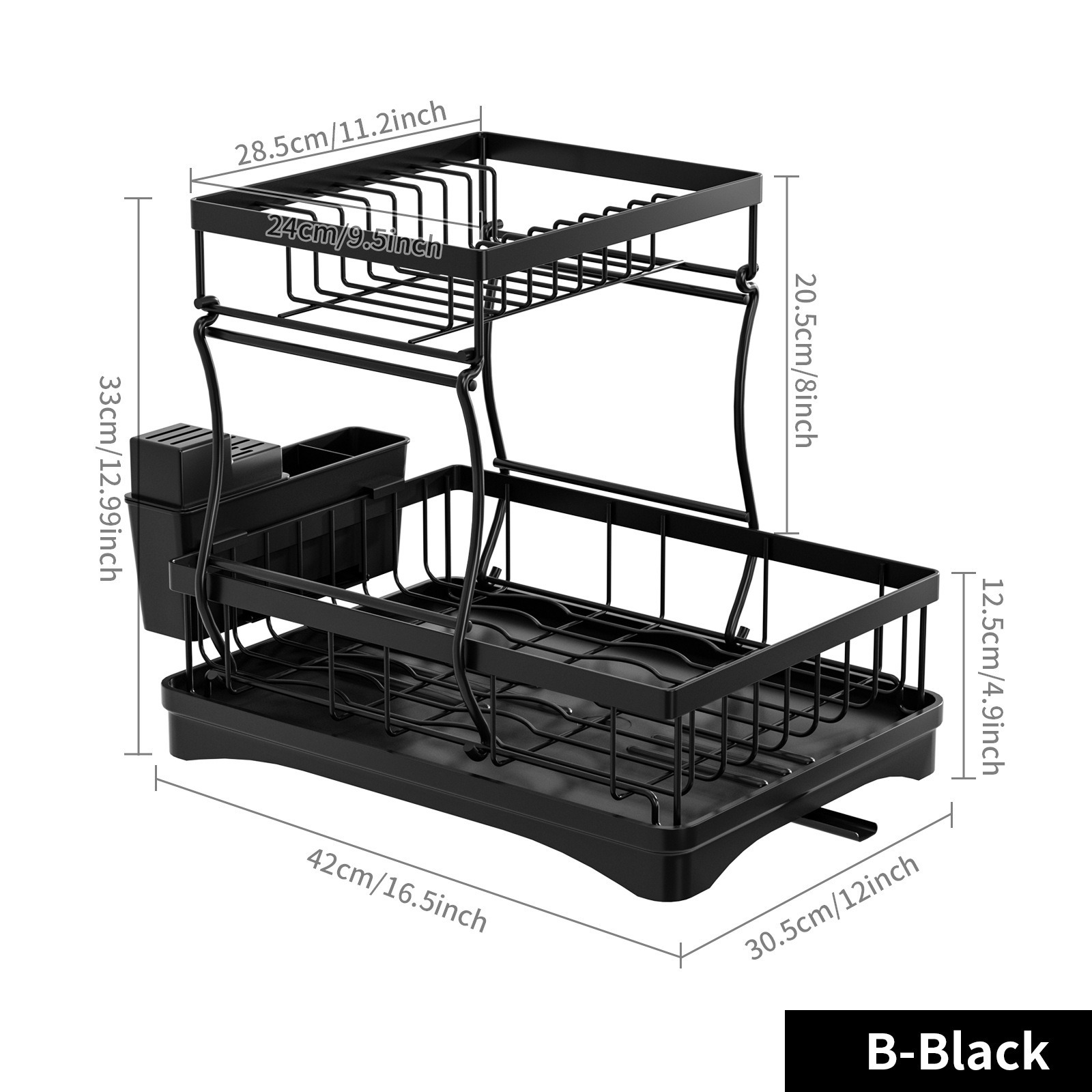 Estante de almacenamiento de platos de drenaje de agua de la encimera de cocina transfronteriza de doble capa estante de platos desmontable multifuncional estante de platos y palillos