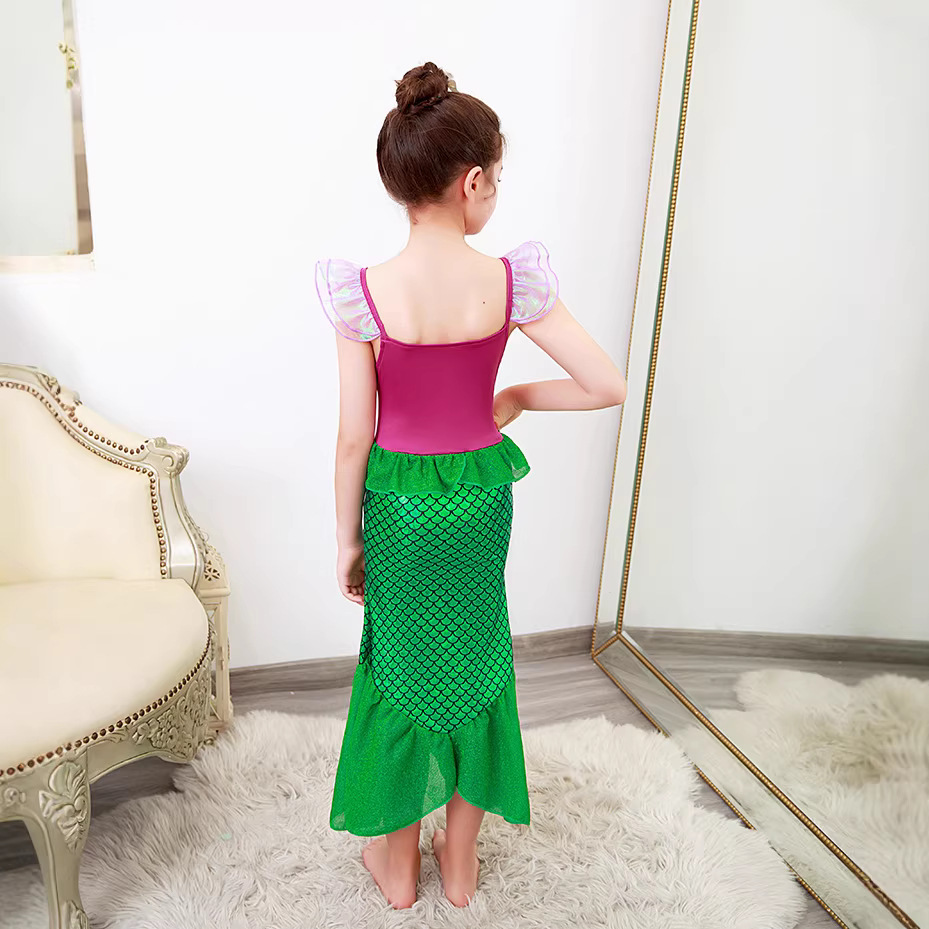 Niñas 2022 verano nueva sirena chaleco vestido de los niños bebé estilo occidental sin mangas princesa vestido falda larga