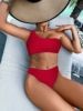 2022 nuevo estilo transfronterizo comercio exterior europeo y americano color sólido serpiente tela de un solo hombro bikini de cintura alta traje de baño sexy traje de baño mujer