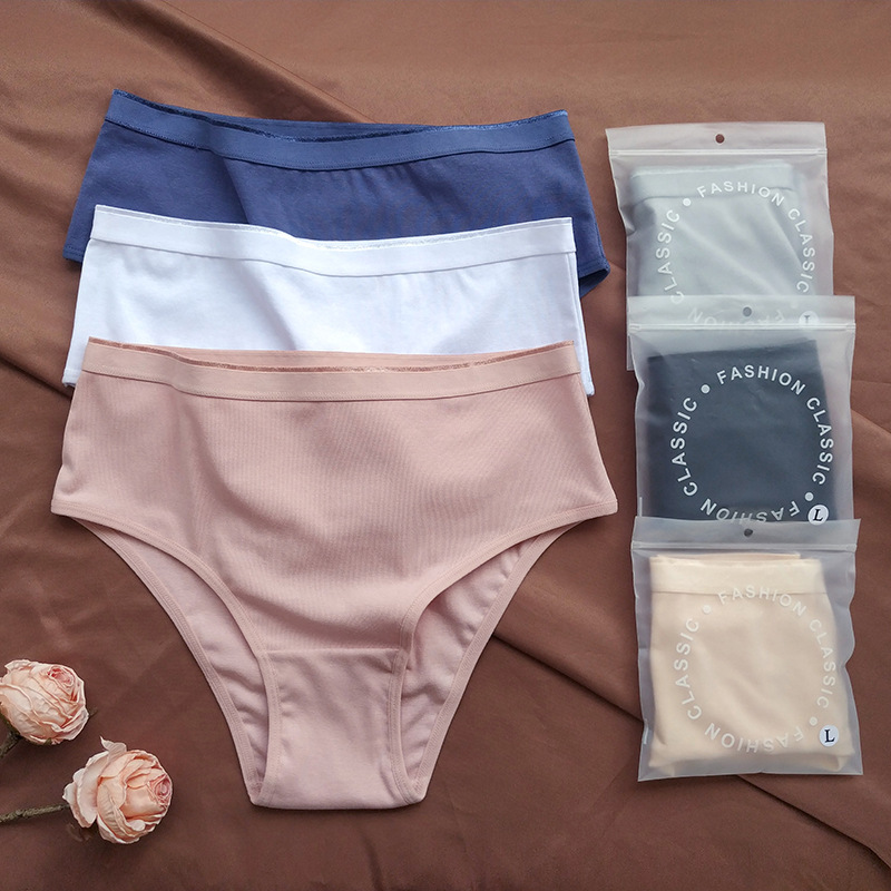 Amazon Sports Breathable plus size Pure Cotton Underwear Women's European and American Cross-border Half Hip High Waist Abdominal Underwear for Girls