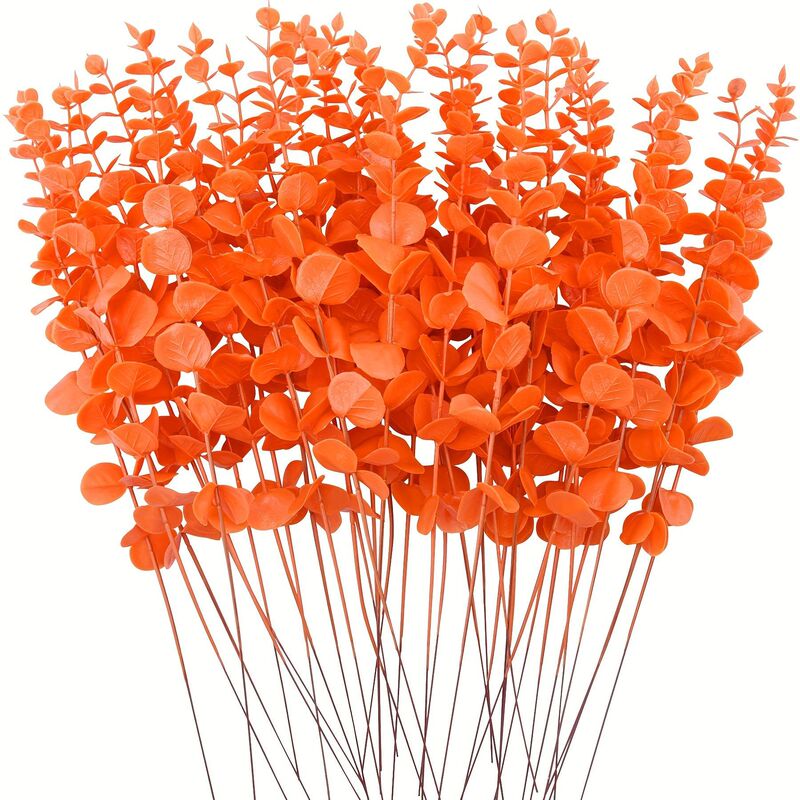 Autumn-Colored Artificial Eucalyptus Money Leaves for Wedding and Home Floral Arrangements, Artificial Flowers and Greenery for Landscaping, Fake Branches for Decoration