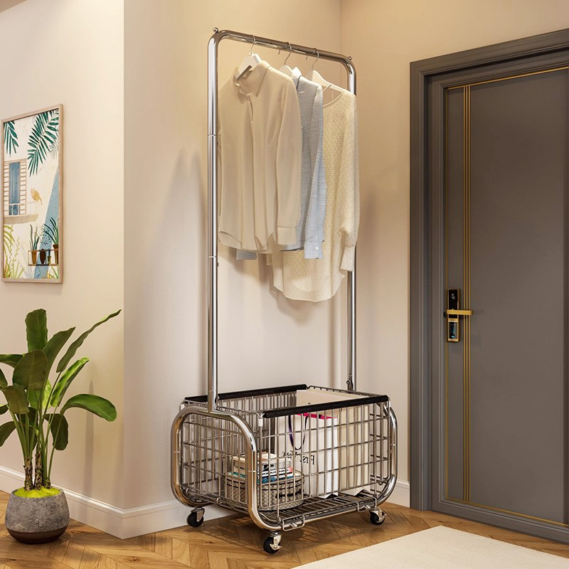 Trendy Movable Clothes Rack for Bedroom, Home Indoor Clothes Storage Rack, Coat Rack for Living Room and Balcony