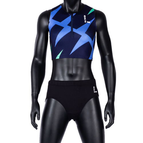 Professional Short-Distance Running Training and Competition Zipper Tight Suit for Women: Backless Top and Shorts