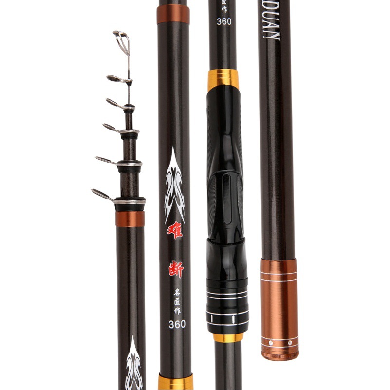 Nuevo N ° 7 varilla de pesca de roca de carbono 2,7-4,5 m Varilla de tiro largo Varilla de sección corta gran anillo de Guía de deslizamiento flotador mano mar de doble uso