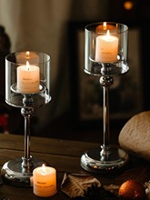 复古烛台香薰蜡烛家用烛光晚餐道具浪漫摆件蜡烛台座餐桌装饰彭锐