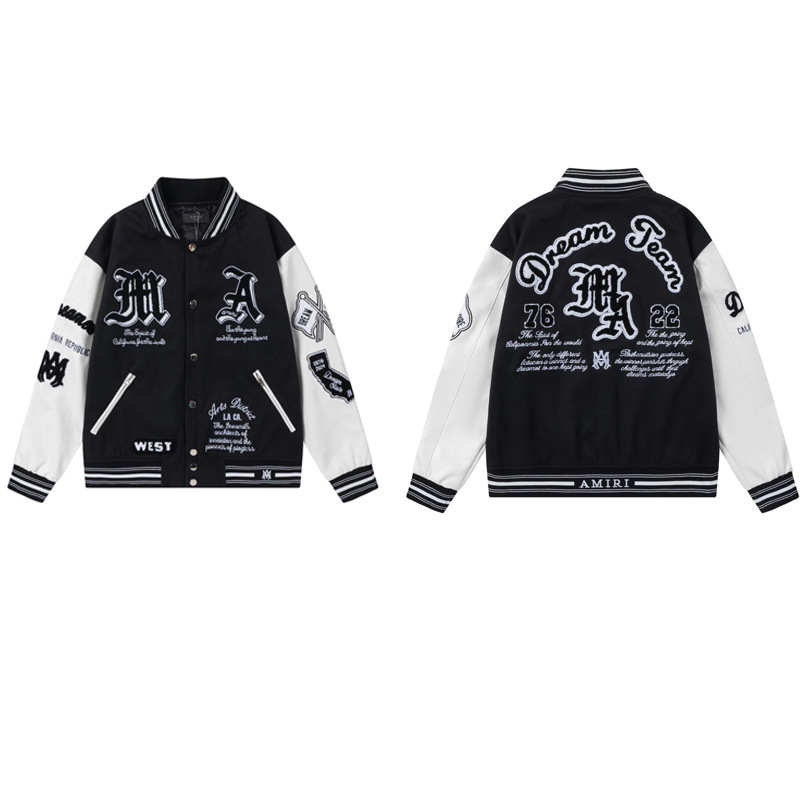 Versión correcta JBAMIRI hueso bordado impresión piloto chaqueta casual de los hombres y las mujeres uniforme béisbol invierno