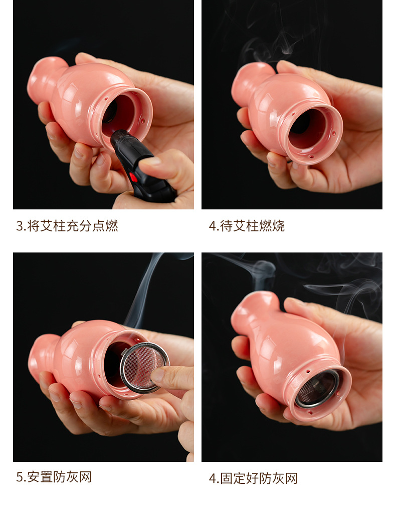 Ceramic Moxibustion Jar with Cloth Cover Portable Ai Jiu Warming Tool for Home and Spa Use White Single Jar in use