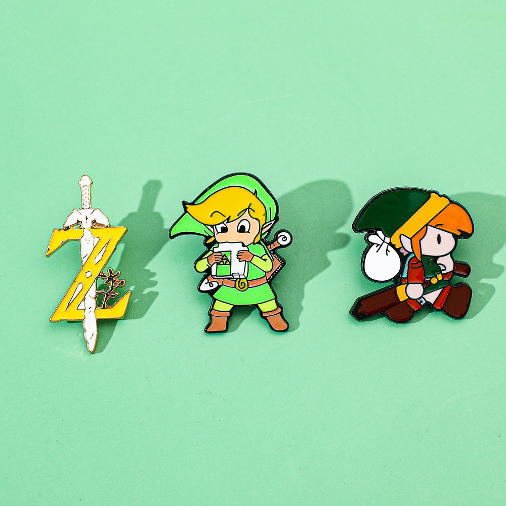 卡通个性游戏塞尔达传说人物角色金属徽章林克合金滴油胸针配饰