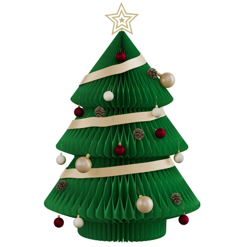 Складная елочная украшения, маленькие и большие настольные елки, красный зеленый белый, бусинки и подсветка