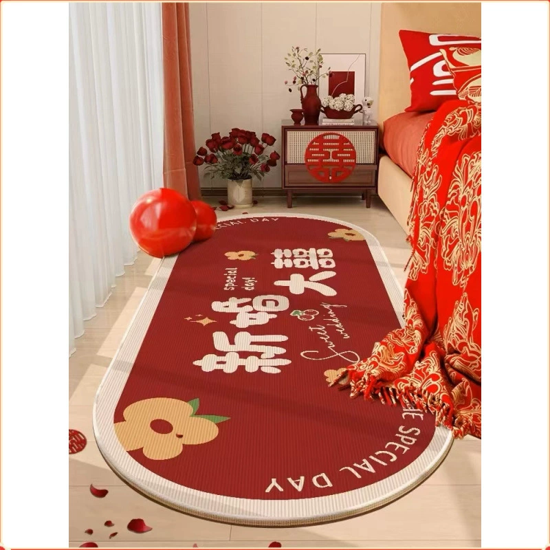 Коврик у свадебной кровати овальный свадебный праздничный декор красный ковер свадебный ковер