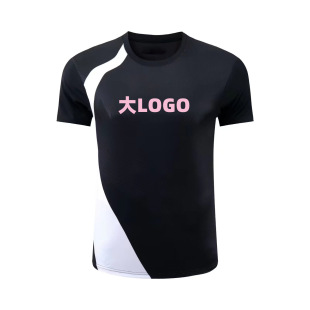 2022 New badminton suit crooked ~ quick-drying breathable crew neck men's and women's black summer competition sports jacket printable