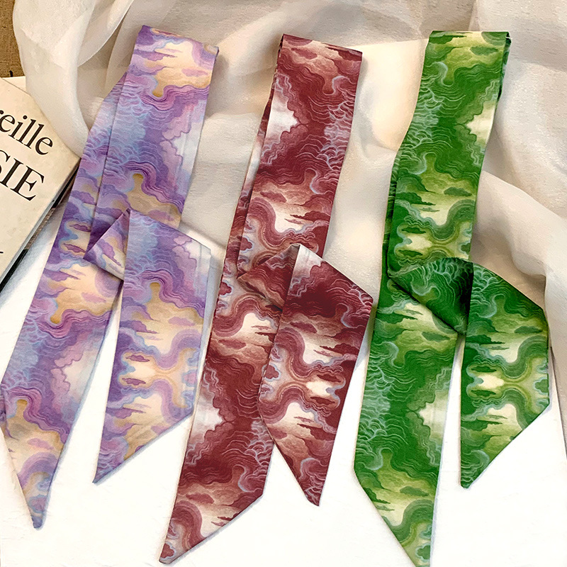 Pañuelo de seda, banda larga, sensación de alta calidad, nuevo bolso atado, decoración de cinta, bufanda, estilo antiguo, tinta, turbante, cinta para el cabello, accesorios para el cabello